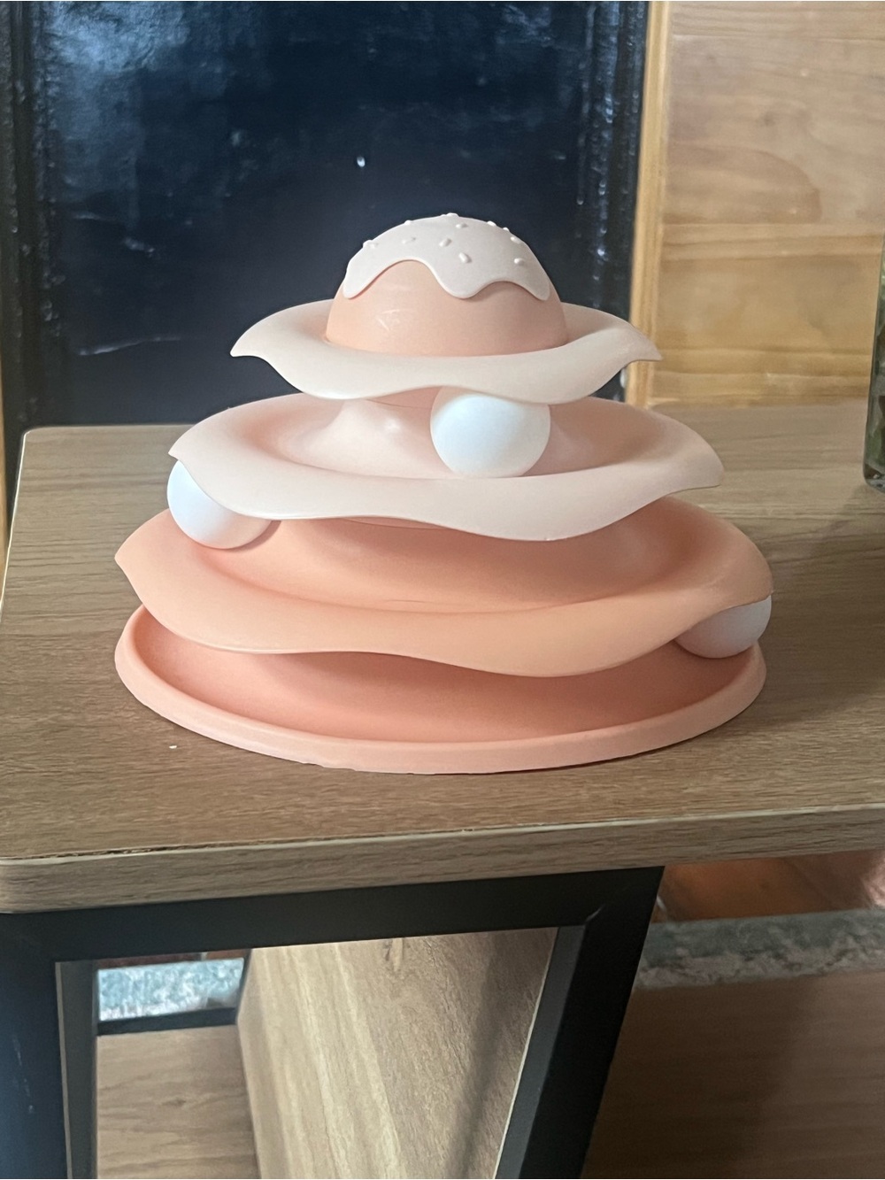 Stacking Cat Toy in Blush Peach and Cream